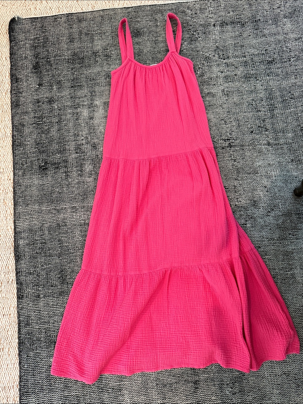 BB Dakota Gauze Hot Pink Tiered Maxi Dress - Sleeveless Summer Dress XS